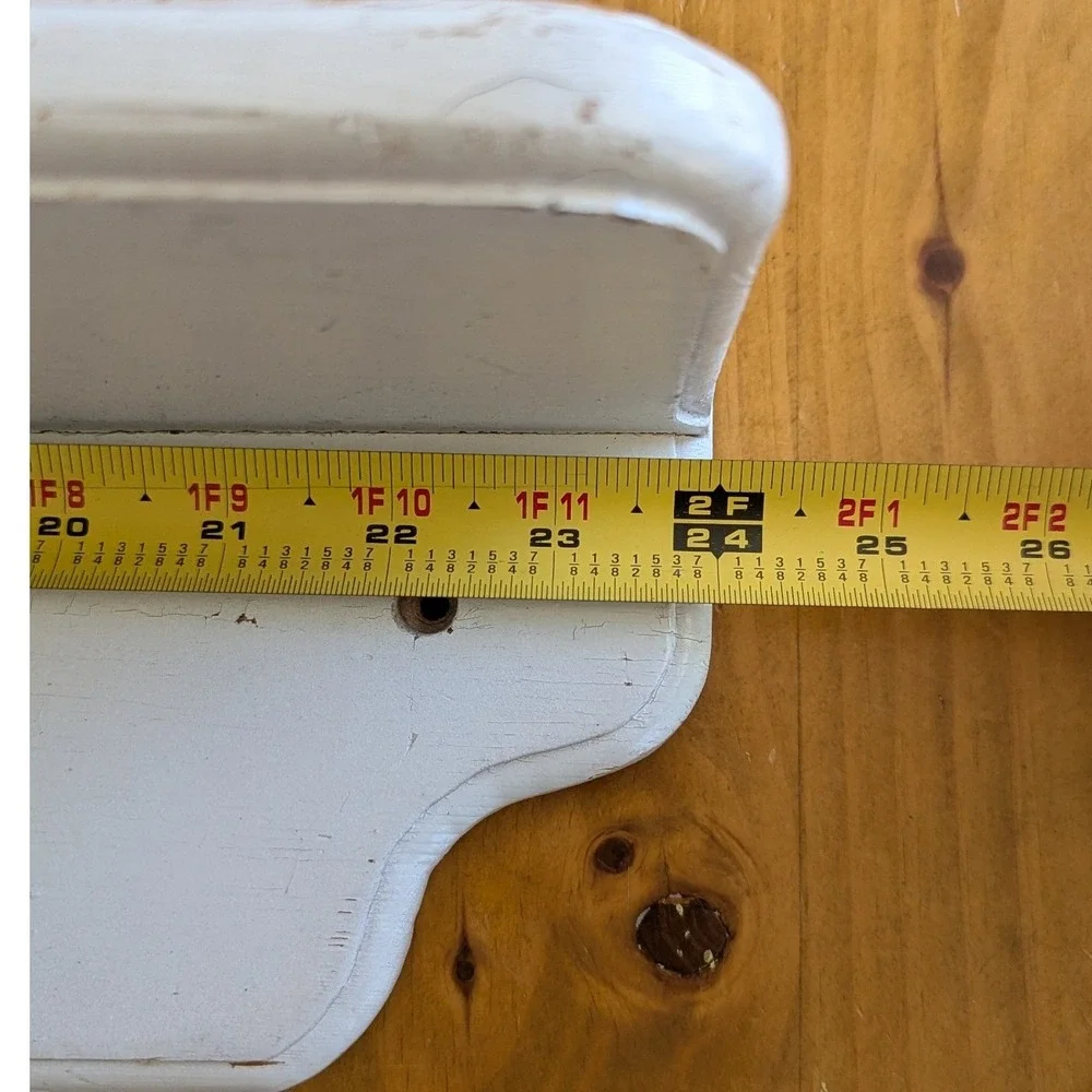 Vintage White Wood Wall Shelf Plate Rail Ledge‎ Farmhouse Cottagecore 24 Inch